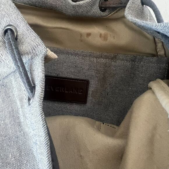 Everlane Backpack Laptop Modern Gray Twill Double Snap Drawstring Pocket - Picture 7 of 11